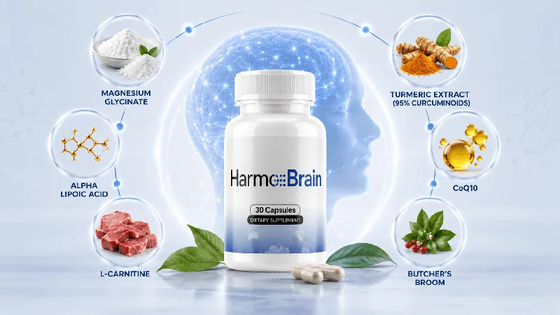 Harmo Brain ingredients label Magnesium Alpha Lipoic Acid L-Carnitine Turmeric CoQ10 Butcher's Broom